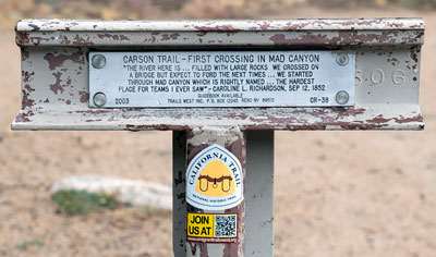 Carson Trail Marker 38: First Crossing in Mad Canyon