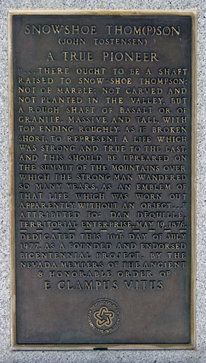 Snowshoe Thompson Memorial in the Carson Pass, California