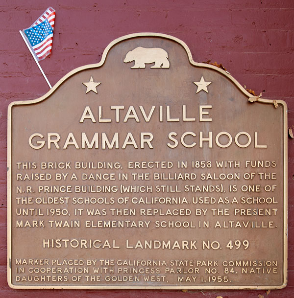 California Historical Landmark #499: Altaville Grammar School California Historical Landmark #499: Altaville Grammar School