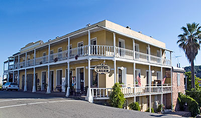 Old Calaveras County Courthouse and Leger Hotel in Mokelumne Hill