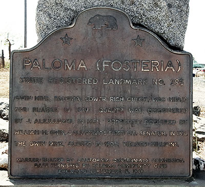 California Historical Landmark #295: Paloma