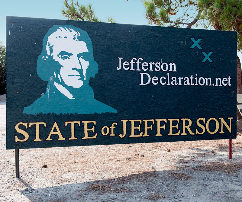The town of Williams welcomes you to the State of Jefferson.