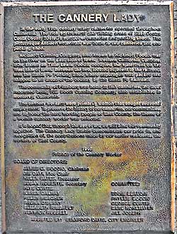 The Cannery Lady Commemorative Plaque
