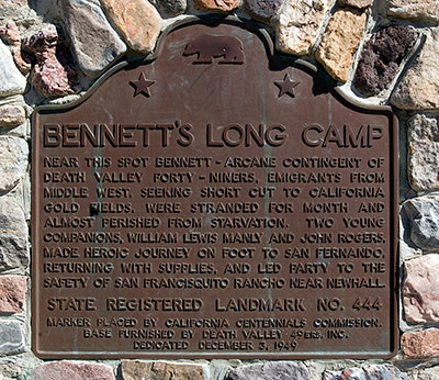 California Historical Landmark 444: Bennett-Arcane Long Camp in Death Valley