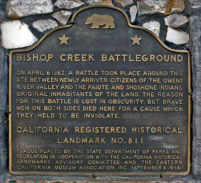 California Historical Landmark 811: Bishop Creek Battleground Near Bishop