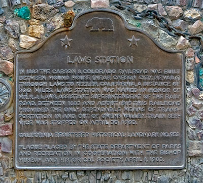 California Historical Landmark 953: Laws Narrow Gauge Railroad Station in Bishop, California