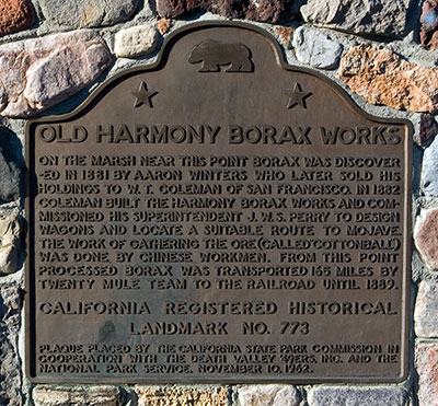 California Historical Landmark 773: Old Harmony Borax Works in Death Valley National Park