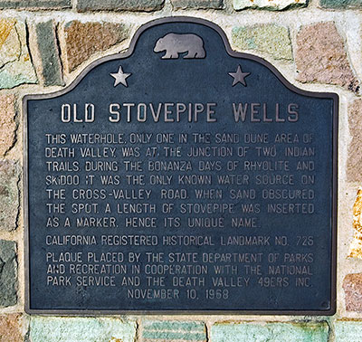 California Historical Landmark 826: Old Stovepipe Wells in Death Valley