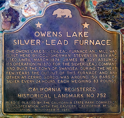 California Historical Landmark 752: Owens Lake Silver-Lead Furnace in Keeler