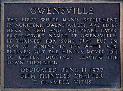 California Historical Landmark 230: Owensville Near Bishop, California
