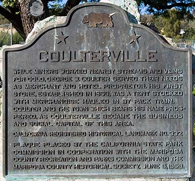 Coulterville Historical Plaque in Mariposa County, California