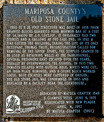 Mariposa County's Old Stone Jail