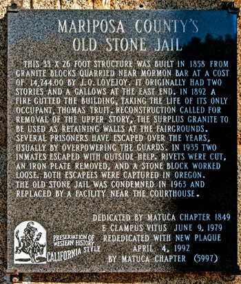 Mariposa County Old Stone Jail, California