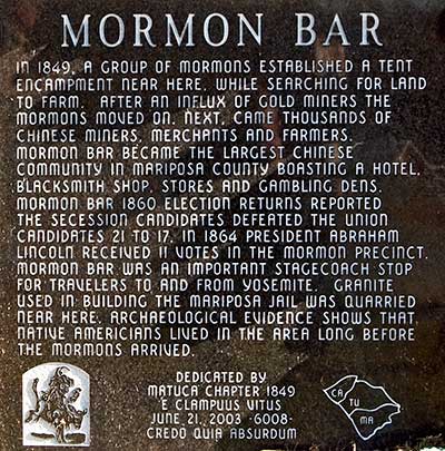 Mormon Bar in Mariposa County, California