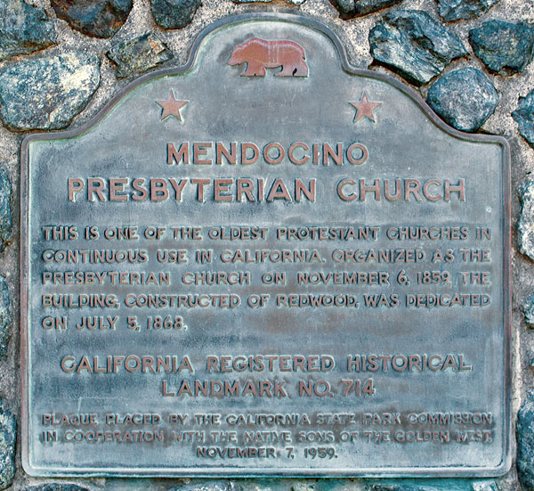 California Historical Landmark #714: Mendocino Presbyterian Church