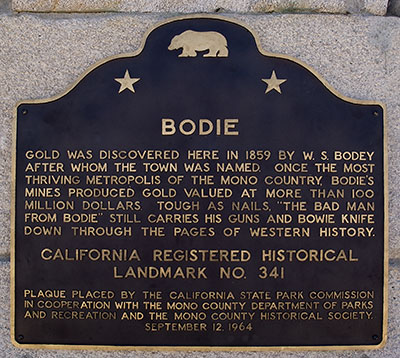 Bodie Commemorative Plaque