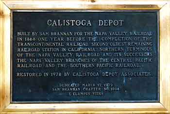 Calistoga Depot Commemorative Plaque
