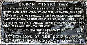 Lisbon Winery Commemorative Plaque
