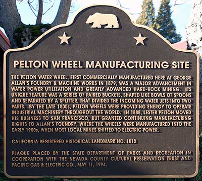 Pelton Wheel Manufacturing Site in Nevada City, California