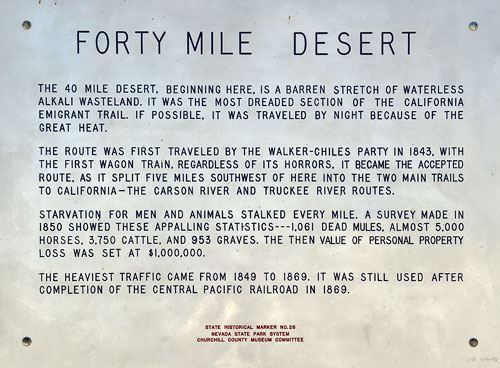 Nevada Historic Marker 26: Forty Mile Desert Nevada Historic Marker 26: Forty Mile Desert