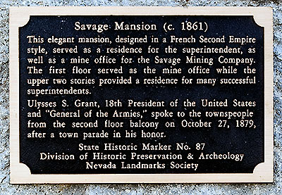 Savage Mansion in Virginia City, Nevada