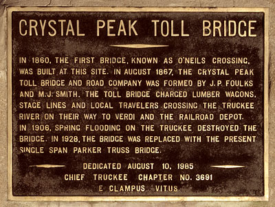 Crystal Peak Toll Bridge Near Verdi, Nevada