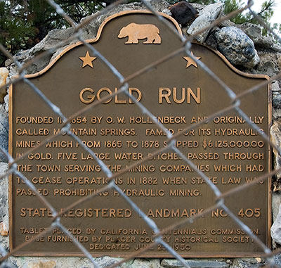 Town of Gold Run in Placer County, California