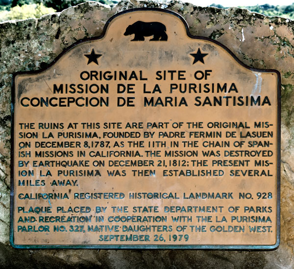 California Historical Landmark 928: Site of Original Mission La Purísima