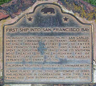 First Ship into San Francisco Bay Commemorative Plaque