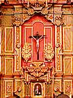 Mission Dolores interior, San Francisco. Photograph copyright &copy; 2002 by Alvis E Hendley.