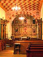 Mission Dolores interior, San Francisco. Photograph copyright &copy; 2002 by Alvis E Hendley.