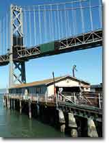 Fire Boat House and Bay Bridge, San Francisco. Photograph copyright &copy; 2003 by Alvis E Hendley.