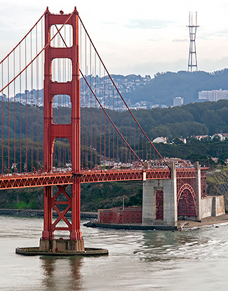 South Tower of Golden Gate Bridge and Sutro Tower