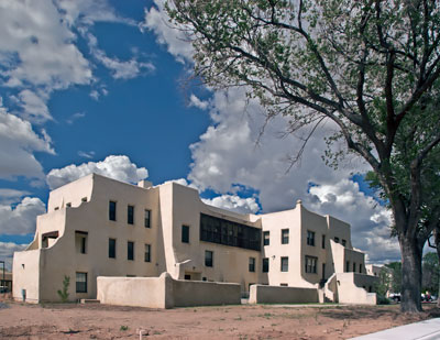 Pueblo Revival Architecture at the New Mexico School for the Deaf in Santa Fe