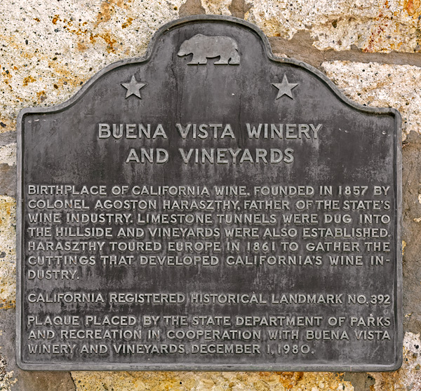 Buena Vista Winery Commemorative Plaque