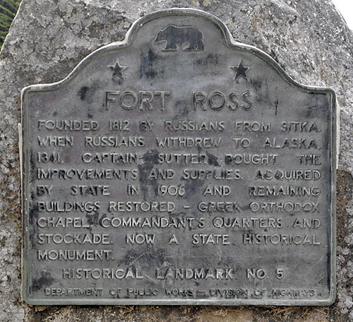 Fort Ross Commemorative Plaque