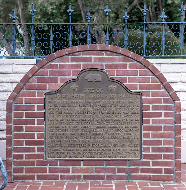 Sonoma Plaza Union Hotel and Union Hall Commemorative Plaque